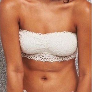 Aerie Cream Lace Bandeau Bralette Size L
